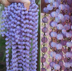 1Ft Opaline 8mm smooth Opal Glass Bead Prism Chain Garland strand Part Brass Lam - Picture 1 of 19