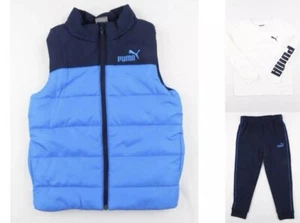 Puma Youth Boys 3 Piece Vest Long Sleeve Tee Legging Set Blue White 5/6 XS NWT - Picture 1 of 1
