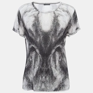 Alexander McQueen White/Black Printed Jersey Crewneck T-Shirt M - Picture 1 of 6