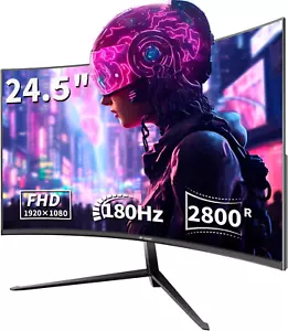 24.5" Curved Gaming Monitor, 180Hz FHD 1080P Frameless PC Monitor, 1Ms GTG, Free - Picture 1 of 12