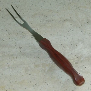 Vintage Cutco No. 26 Chef's Meat Carving Serving Fork Brown Wood Grain Handle - Picture 1 of 11