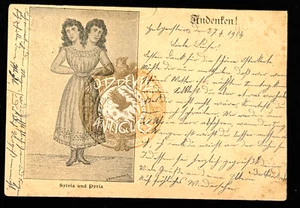 1904 Two Headed Woman FREAK Sylvia Pythia circus carnival sideshow postcard - Picture 1 of 4