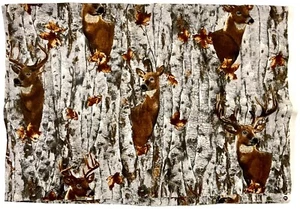 Collin Bogle For Timeless Treasures Fabric Deer Birch Trees 1.5 Yards X 44” - Picture 1 of 1