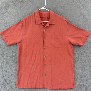 Camicia Tommy Bahama uomo media salmone hawaiana con bottoni seta manica corta casual - Foto 1 di 11