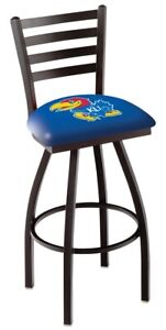 Kansas Jayhawks HBS Blue Ladder Back High Top Swivel Bar Stool Seat Chair (30")