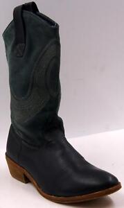Array 183087 Women Black/Green Leather Mid-Calf Pull On Western Cowboy Boot 7.5B
