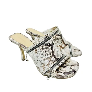 Sandali Burberry 39/US 9 slide avorio marrone pitone goffrato zip tacco alto nuovi con scatola - Foto 1 di 15