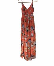 FSL I.L.Y.O.L.M. Long Floral Maxi Backless Dress Size Large Spring Summer Orange