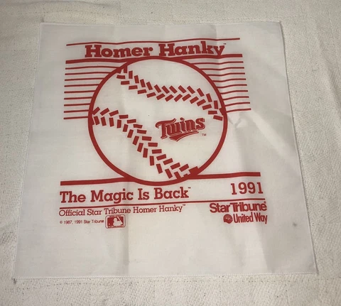 Vintage 1991 Minnesota Twins MLB Homer Hanky Official Star Tribune Home Run Cover