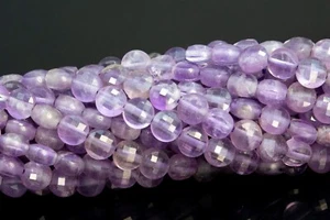 4MM Purple Amethyst Faceted Flat Round Button Grade AA Natural Loose Beads - Picture 1 of 4