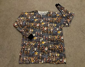 Running Scrubs Vintage 90’s Sz L Marathon Training Button-Up L/S Medical Vet - Picture 1 of 9