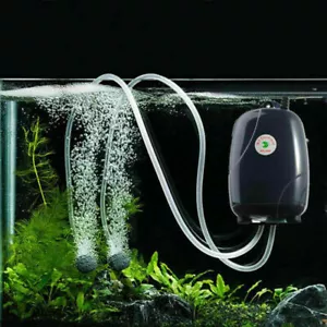 Silent Air Pump Large Aquarium Fish Tank Pump Hydroponic Oxygen 2 Outlet 5W Pump - Picture 1 of 11