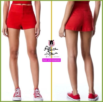 Shorts jeans Alice + Olivia Olivia vermelho papoula brilhante TAMANHO 24 - Imagem 1 de 4