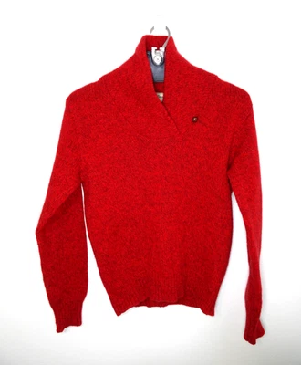 Suéter Cuello Chal Lana Frijol LL De Colección Años 80 Pequeño Rojo Hecho en EE. UU. Retro Foto 1 de 4