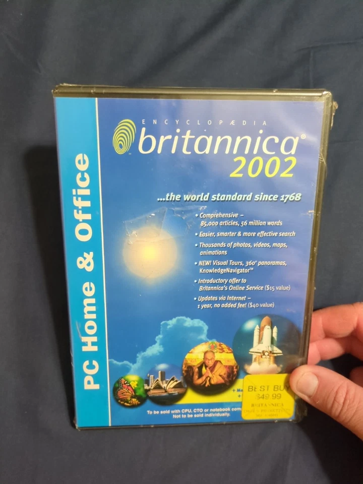 Encyclopedia Britannica 2002 Pc Home & Office CD DVD 2 Data Disc Set USED - Image 1 of 4