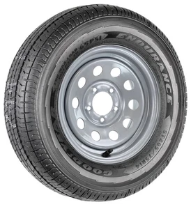 Goodyear Trailer Tire Endurance ST205/75R14 LRD On Silver Modular Rim 5 Lug - Picture 1 of 8