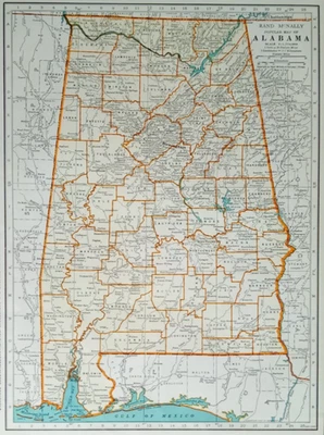 L@@K! Mapa a color del Atlas Mundial 1943 vintage de Alabama AL y este de Estados Unidos Segunda Guerra Mundial antiguo Foto 1 de 4
