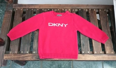 18 M Toddler Boys Girls VTG DKNY Red Knit Christmas Sweater 2 Button Shoulder  - Image 1 of 3