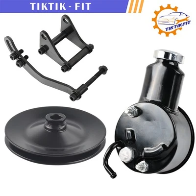 Power Steering Pump & Single Groove Pulley & Bracket For SBC Chevy 350 Saginaw - Image 1 of 4