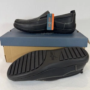 Bass Flex Step Victor Loafer Black Men's 12 Wide W Leather Slip Resistant NIB - Picture 1 of 24