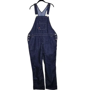 Dickies Women's Denim Overalls Dark Wash Carpenter Bib Overalls Dark Blue L - Picture 1 of 9