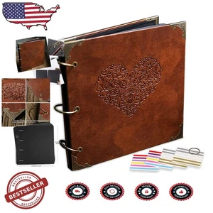 10" Sammelalbum Album Vintage Leder 50 Seiten DIY Foto Speicher - Bild 1 von 9