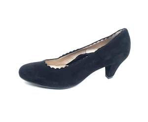 BeautiFeel Estella Scalloped Black Suede Pumps Womens US 7.5 - Picture 1 of 9