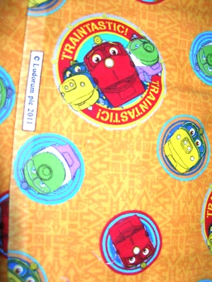 Kids Ludorum Trains Traintastic YELLOW Flannel Sewing Fabric Material 45x1/2 yd - Image 1 of 3