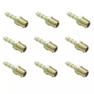 Brass Hose Barb Fitting Adapter 1/4" Hose ID X 1/4 NPT Pipe Male 9Pcs - Picture 1 of 4