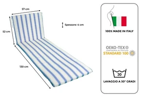 CUSCINO LETTINO PRENDISOLE MARE LUNG cm.52+130 LARG 57 H 4 RIGATO NIZZA - Foto 1 di 5