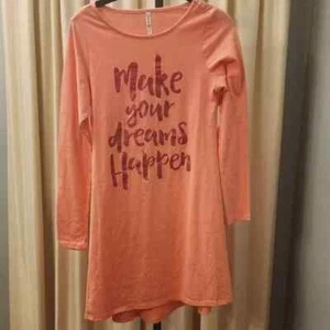 Fab Kids Girls T-shirt Sleepwear Nightgown "Make your dreams happen" Pink 14 /16 - Picture 1 of 7