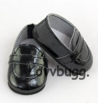 LOVVBUGG Black Loafers for American Girl Boy Logan 18" Doll Shoes Tuxedo FREESHIP ADDS!