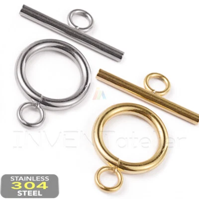 5x Stainless Steel Round Toggle Clasps 12 14 16mm Gold Silver Jewelry Making 524 - Image 1 of 3