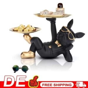 Französische Bulldogge Deko Hundefigur mit Aufbewahrungstablett Deko Bulldogge - Bild 1 von 15