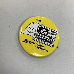 Vintage 1970s Zenith Data Systems Computers Ziggy Yellow Pinback Button Lot A9 - Picture 1 of 2