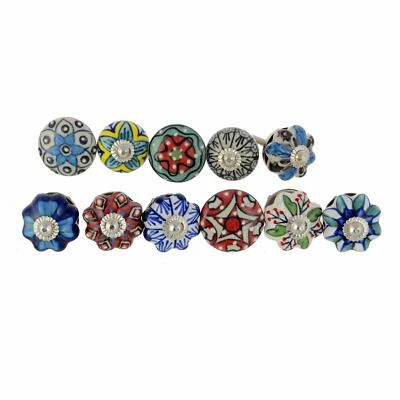 Ceramic Knobs and Chrome Hardware for Cabinet Door Assorted Colour Set of 10 US - Image 1 of 4