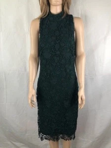 Abito donna nuovo con etichette $195 Lauren Ralph Lauren pizzo finto scollo verde taglia 12 - Foto 1 di 6
