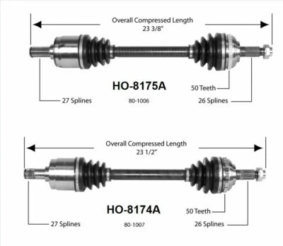 2 nuevos ejes delanteros CV aptos para Acura Integra 1990-1993 todos los modelos Foto 1 de 4
