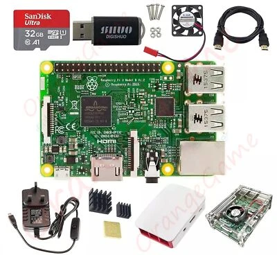 AU 9 In 1 Kit Raspberry Pi 3 Model B Module&Two Cases&HDMI&32G SD Card&Heatsink - Image 1 of 4