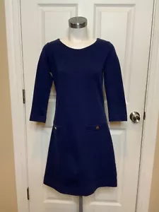 Lilly Pulitzer Dark Blue Charlene 3/4 Sleeve Shift Dress Pockets, Size S - Picture 1 of 12