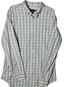 VINEYARD VINES Mens Blue Pink Gingham Cotton Stretch Classic Fit Tucker Shirt XL - Picture 1 of 4
