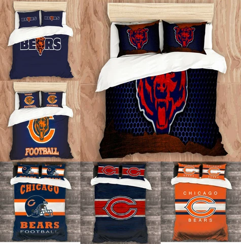 Chicago Bears Bedding Set 3PCS Duvet Cover Pillowcase Comforter Cover Fans Gift Cover