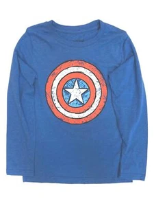 Captain America Boys Blue Shield Long Sleeve T-Shirt Tee Shirt 5 - Picture 1 of 1