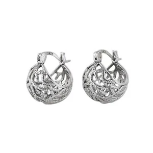 925 Sterling Silver Hollowed Ball Hinged Huggie Hoop Earrings A4485 - Bild 1 von 12
