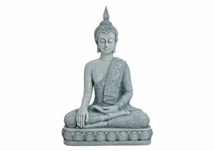 Thai Buddha Figur sitzend  Feng Shui Statue in grau aus Poly 39 cm - Bild 1 von 6