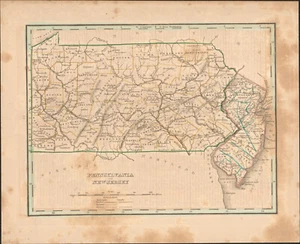 1835 Pennsylvania & New Jersey T.G. Bradford antique map ~12.2" x 9.8" - Picture 1 of 6