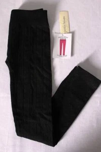 NEW Girls Fleece Lined Leggings XS - Small Knit Black Stretch Pants Hearts XS-S - Picture 1 of 3