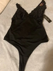 Lencería sexy de peluche de encaje de una pieza, talla negra med. Rofe de Rene - Imagen 1 de 8