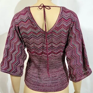 De colección A Byer Boho zigzag tinte espacial metálico inmersión tejido suéter corbata M - Imagen 1 de 5