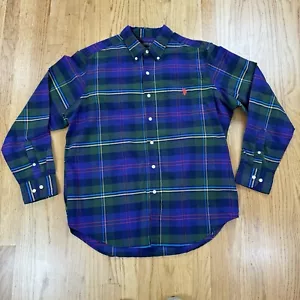 US Polo Assn Herren Flanell Hemd XL kariert Buttom Up Langarm grün lila - Bild 1 von 9